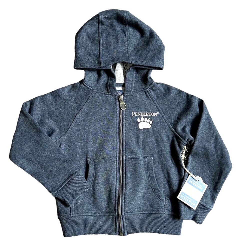 NWT Pendleton Everywhere Gray Sweatshirt Pink Bear Paw Prints Girls Size 3/4